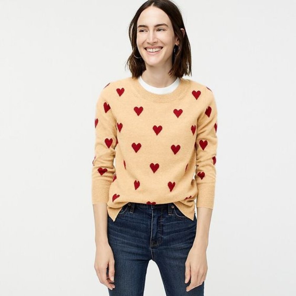 J.Crew Intarsia Heart Everyday Cashmere Sweater